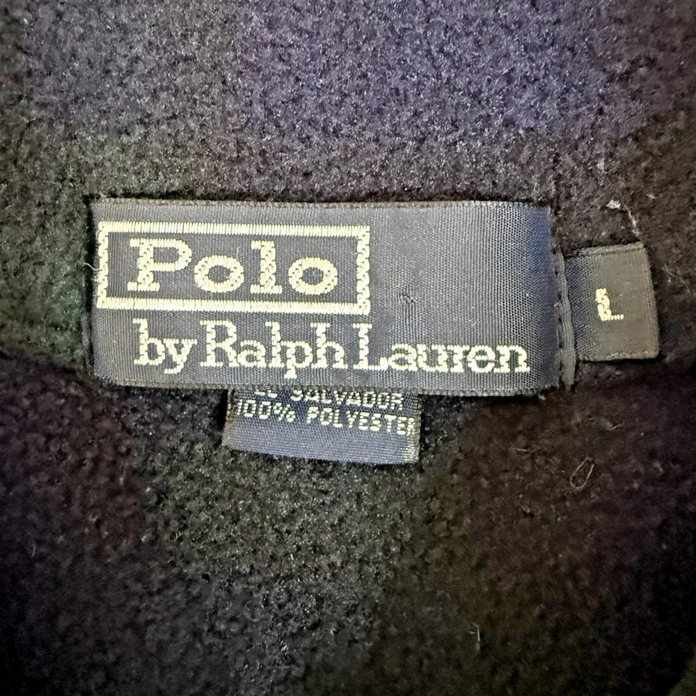 Vintage Polo Ralph Lauren Y2K Silver Tag Blue Green Plaid 1/4 Zip Fleece Large